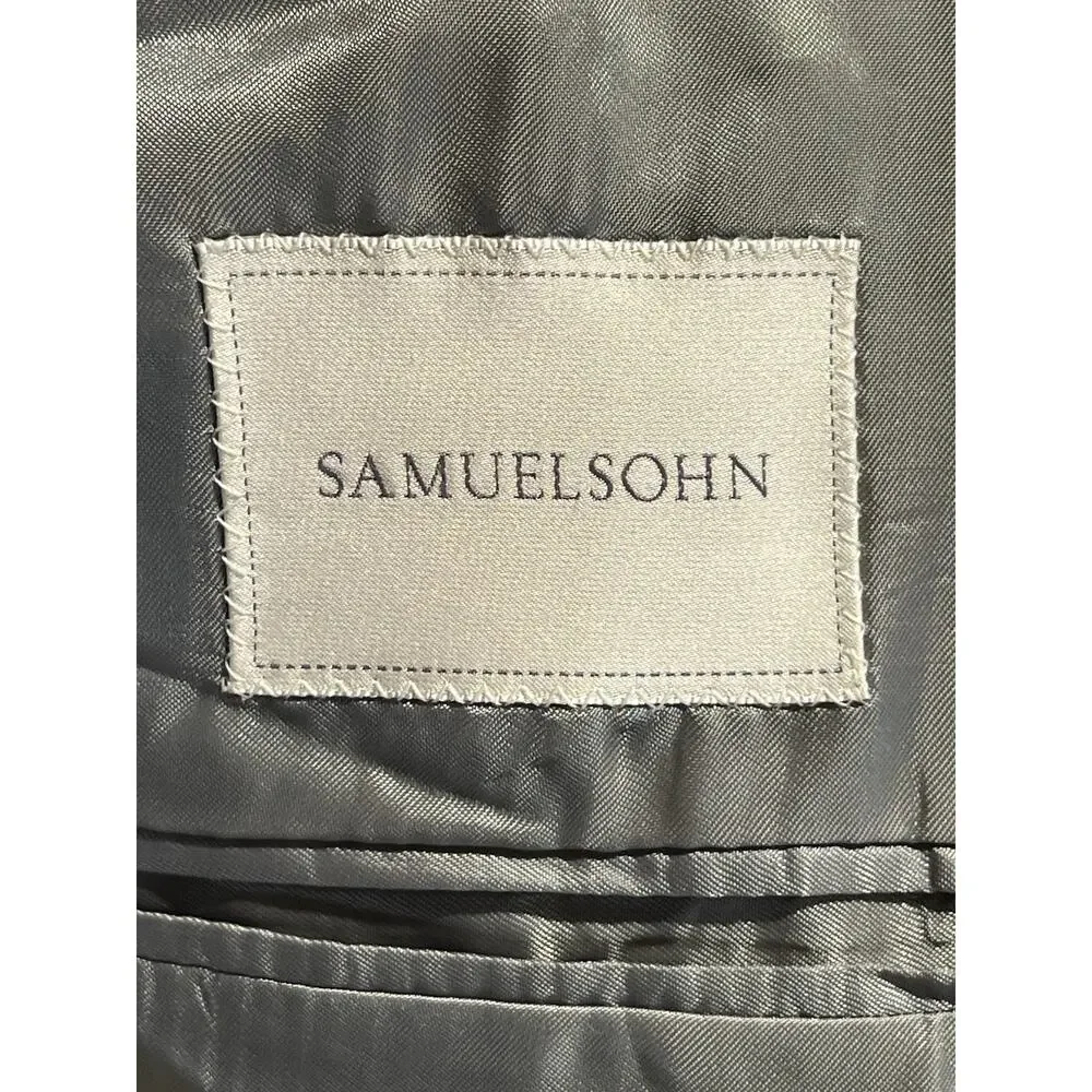 Samuelsohn 40R Black and Gray Birdseye Casual Designer Blazer Sport Jacket